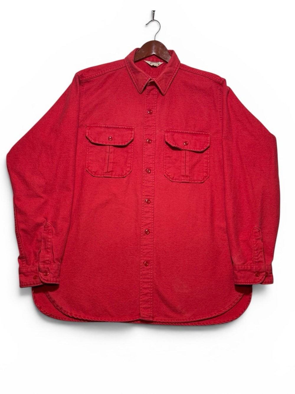 VTG Cabela’s Heavyweight Red Flannel Shirt Jacket Chamois Double Stitch XXL